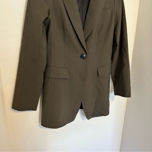 Lafayette 148 New York One Button Longline Blazer Brown Green Size 4 Women’s - Picture 2 of 11